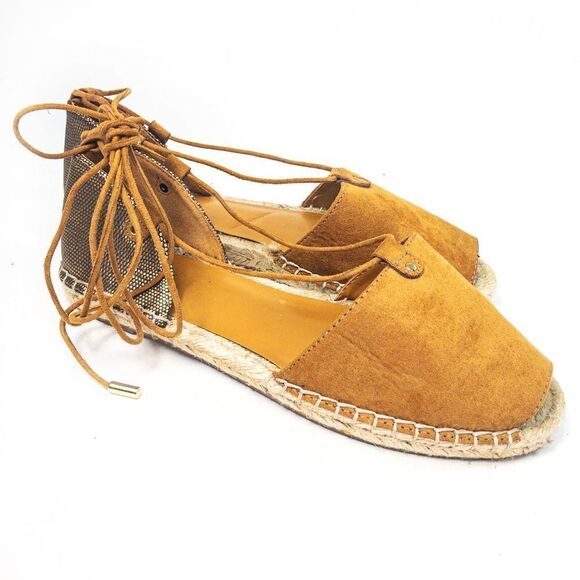 New Apt 9 Espadrille Lace Up Sandals Cognac Tobacco Sz 7M - Picture 2 of 10